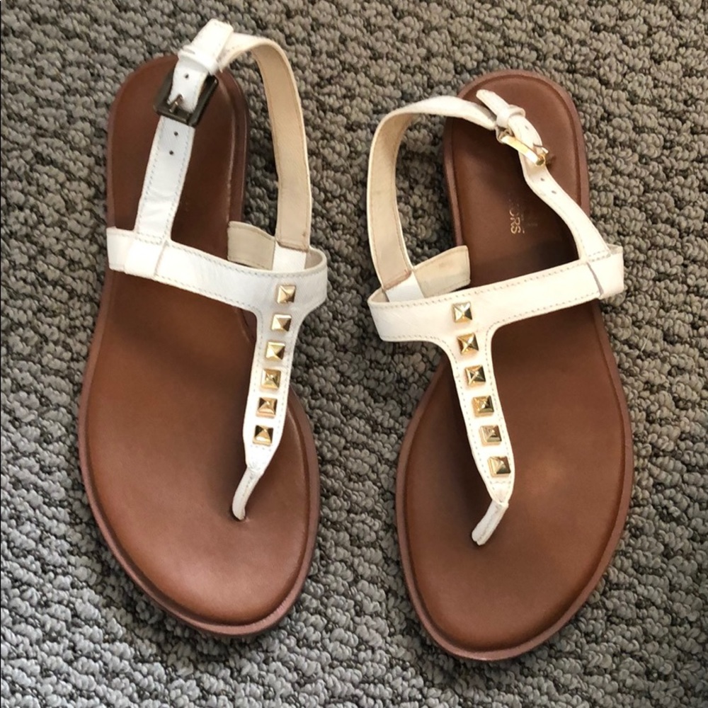 Michael Khors white studded sandals